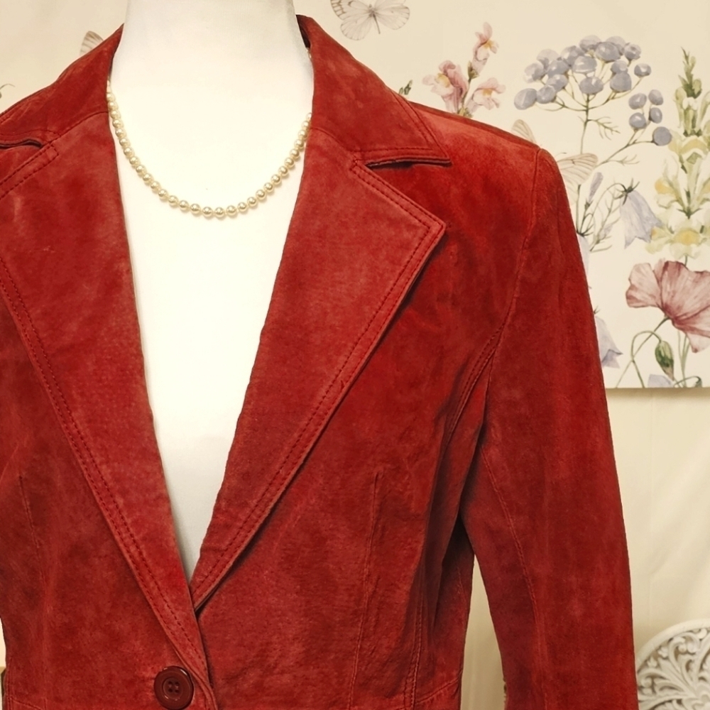NEW YORK & COMPANY (STYLE.CN040071) GENUINE LEATHER SUEDE SINGLE BREASTE… - Picture 7 of 16